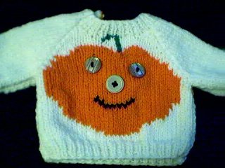 Handmade Halloween Jack O Lantern Sweater for 16 inch Cabbage Patch Kid Doll