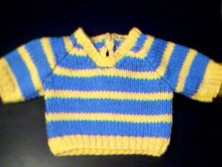 Handmade Two Stripe V Neck Pullover Sweater for 15 inch Bitty Baby Doll
