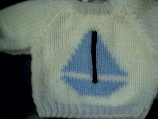 Handmade Bitty Baby Doll Sweater - Sailboat