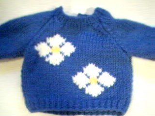 Handmade Baby Born Doll Sweater - Two Flowers