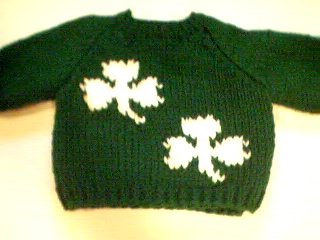 Handmade Baby Born Doll Sweater - Two Shamrocks