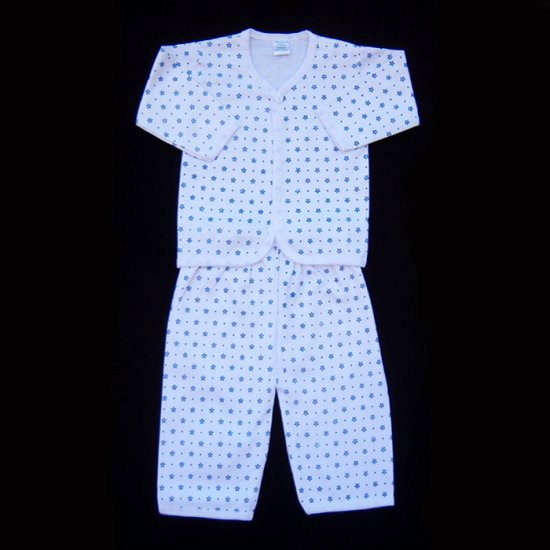 YARD SALE - INFANT SLEEPWEAR - BLUE PRINT ON WHITE 3-6 MOS. - FREE SHIPPING