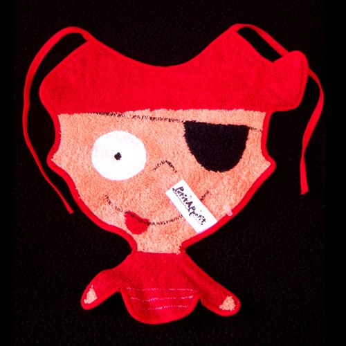 PETIT APPÉTIT 100% COTTON RED MULTICOLOR UNIQUE PIRATE BIB OSFA MADE IN FRANCE - FREE SHIPPING