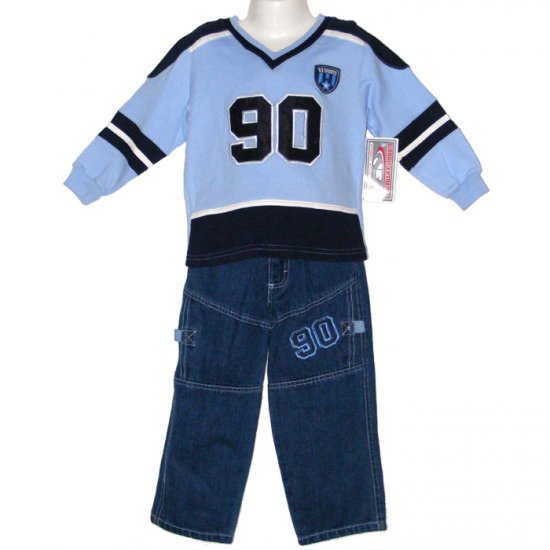 URBAN EXTREME 100% COTTON ACTIVE WEAR SET WITH DENIM PANTS & LONG SLEEVE TOP 3T - FREE SHIPPING