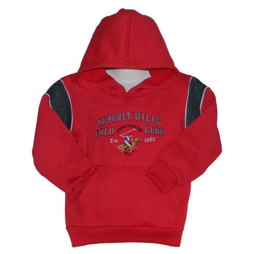 BEVERLY HILLS RED POLO CLUB HOODED SWEATSHIRT WITH FLEECE INTERIOR BOYS M (5) - FREE SHIPPING