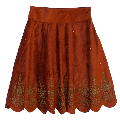 GUESS JEANS BURNT ORANGE EMBELLISHED VELVET SKIRT WITH UNIQUE HEMLINE GIRLS 8 - FREE SHIPPING