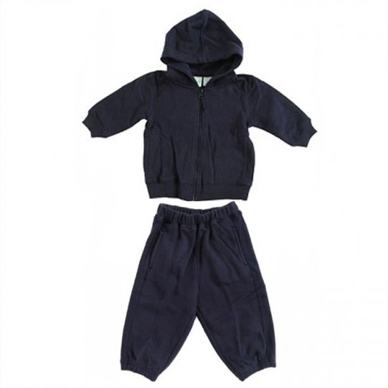 NAVY CIRCO ZIP FRONT HOODED SWEAT SET WITH FLEECED INTERIOR & POCKETS 18 MONTHS - FREE SHIPPING