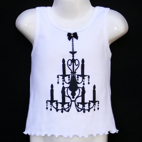 CHICKEN NOODLE WHITE EMBELLISHED SLEEVELESS PRINT COTTON TOP GIRLS 4 MADE IN USA - FREE SHIPPING