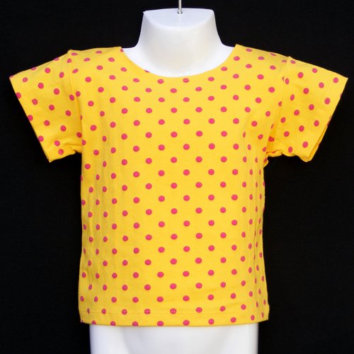 CHICKEN NOODLE YELLOW SHORT SLEEVE SHIRT WITH RED POLKA DOTS GIRLS 4 MADE IN USA - FREE SHIPPING