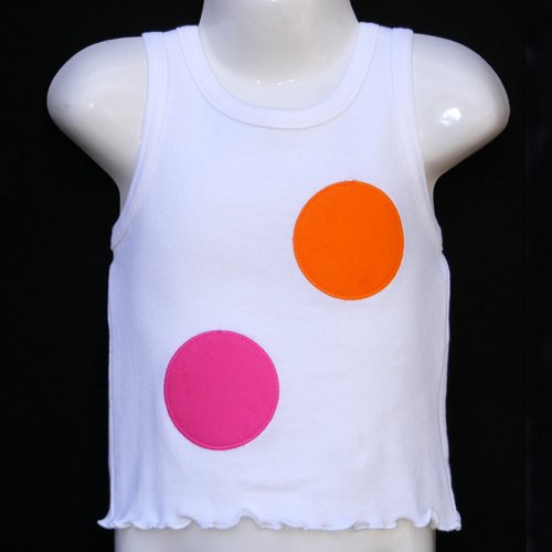 CHICKEN NOODLE SCALLOPED EDGE COTTON WHITE SHIRT WITH DOTS GIRLS 14 MADE IN USA - FREE SHIPPING