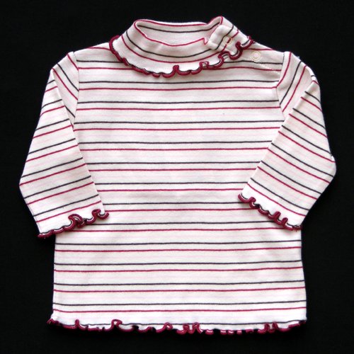 GYMBOREE AUTUMN HIGHLANDS STRIPED TURTLENECK WITH SCALLOPED EDGES 0-3 MOS. - FREE SHIPPING