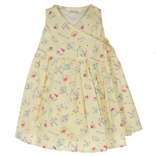 TCF (TOUT COMPTE FAIT) YELLOW SLEEVELESS WRAP DRESS WITH GRAPHIC PRINT 6 MONTHS - FREE SHIPPING