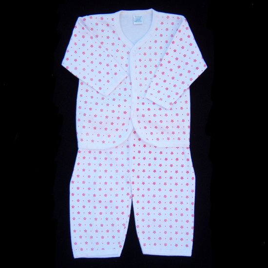 INFANT SLEEPWEAR - RED PRINT ON WHITE 3-6 MOS. - FREE USA + CAN SHIPPING
