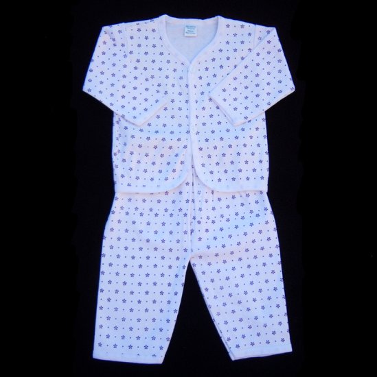 INFANT SLEEPWEAR - PURPLE PRINT ON WHITE 3-6 MOS. - FREE USA + CAN SHIPPING
