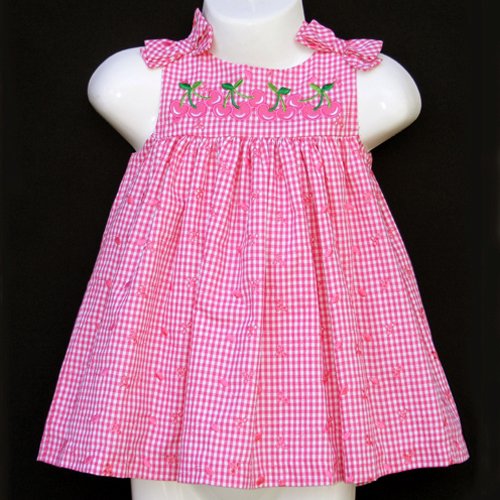 RARE EDITIONS CHERRY EYELET DRESS SET 6-9 MOS. - FREE USA + CAN SHIPPING