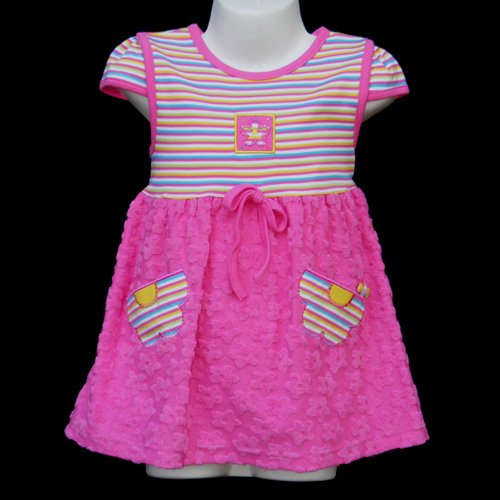 LIL’ JELLYBEAN SHORT SLEEVE PINK TERRY DRESS SET WITH FLOWER POCKETS 24 MONTHS - FREE SHIPPING