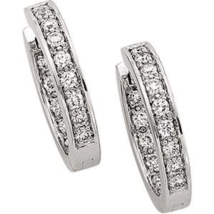 14k White Gold Hinged Earrings W/diamonds
