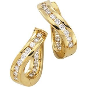 14k Yellow Gold Hinged Earrings W/diamonds