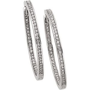 14k White Gold Hinged Earrings W/diamond