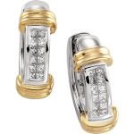 14k Two Tone Gold Diamond Hinged Earrings