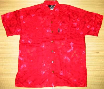 Mango Moon Red Floral Print Aloha Shirt