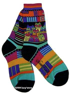 Laurel Burch Feline Friends Blue Socks