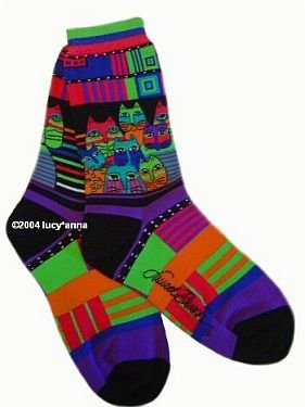 Laurel Burch Feline Friends Purple Socks