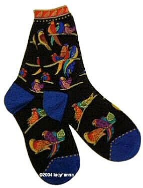 Laurel Burch Birds Of Paradise Black Socks