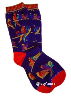 Laurel Burch Birds Of Paradise Purple Socks