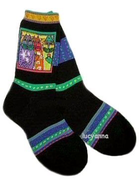 Laurel Burch Three Cat Square Socks