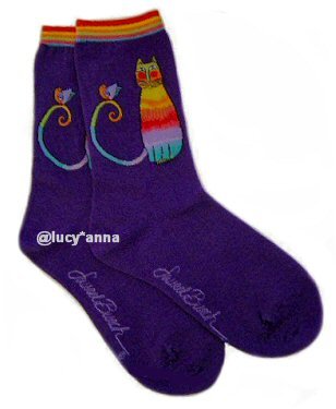 Laurel Burch Purple Kit Kat Socks