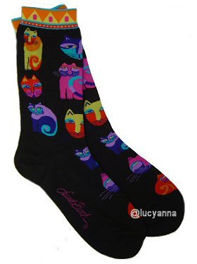Laurel Burch Feline Festival Black Socks