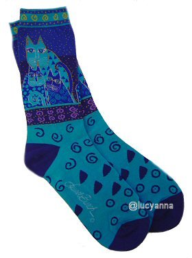 Laurel Burch Blue Felines Socks