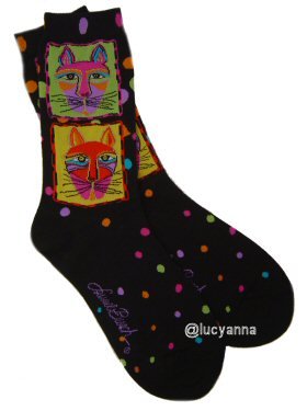 Laurel Burch Gatos Socks Black