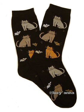 K.Bell Cat and Mouse Black Socks