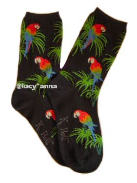K.Bell Scarlet Macaw Socks Black