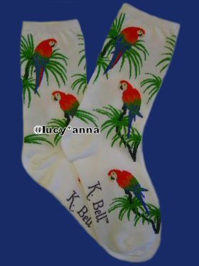 K.Bell Scarlet Macaw Socks White