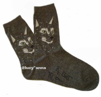 K.Bell Cat Face Socks Charcoal