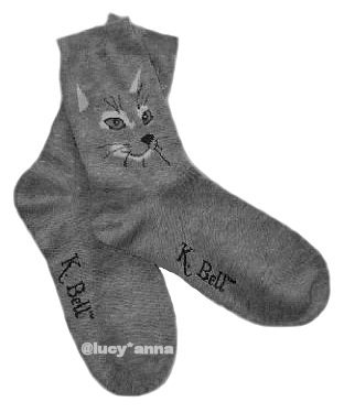 K.Bell Cat Face Socks Gray