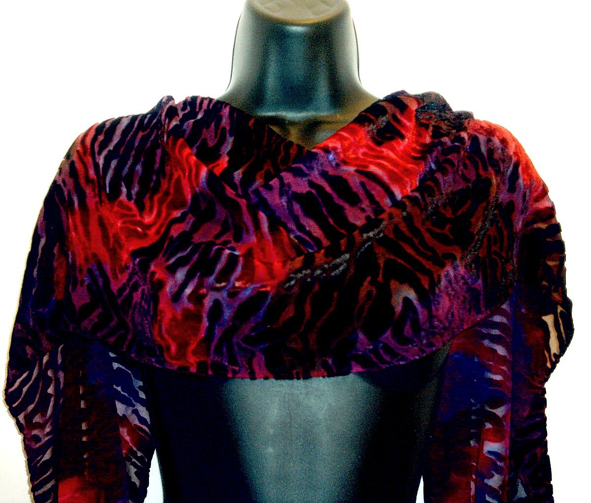 Fuchsia and Violet Hand dyed silk velvet scarf