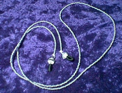 Silver Glass Beaded Eyeglass Chain Leash Holder 24 in