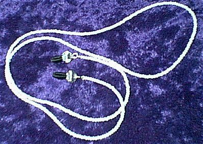 White Glass Beaded Eyeglass Chain Leash Holder 24 in