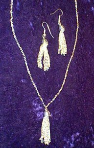 Tassle Necklace & Earrings Silver Plate New