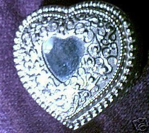 Silver Plated Filigree Heart Trinket Jewelry Box Blue