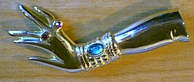 Hand & Arm Pin Goldtone w Rhinestones Beautiful!