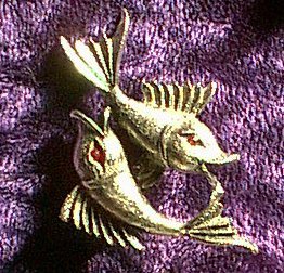 Marcasite Red Eye Flying Fish Pin