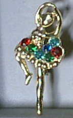 Multicolor Rhinestone Ballerina Pin 2 1/2"