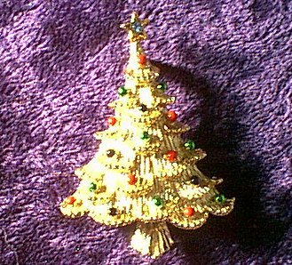 Multicolor Rhinestone Christmas Tree Pin 2"