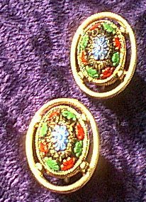 Multicolor Floral in Gold Color Frame Earrings