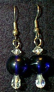 Swarovski Crystal & Cobalt Glass Beaded Wire Earrings